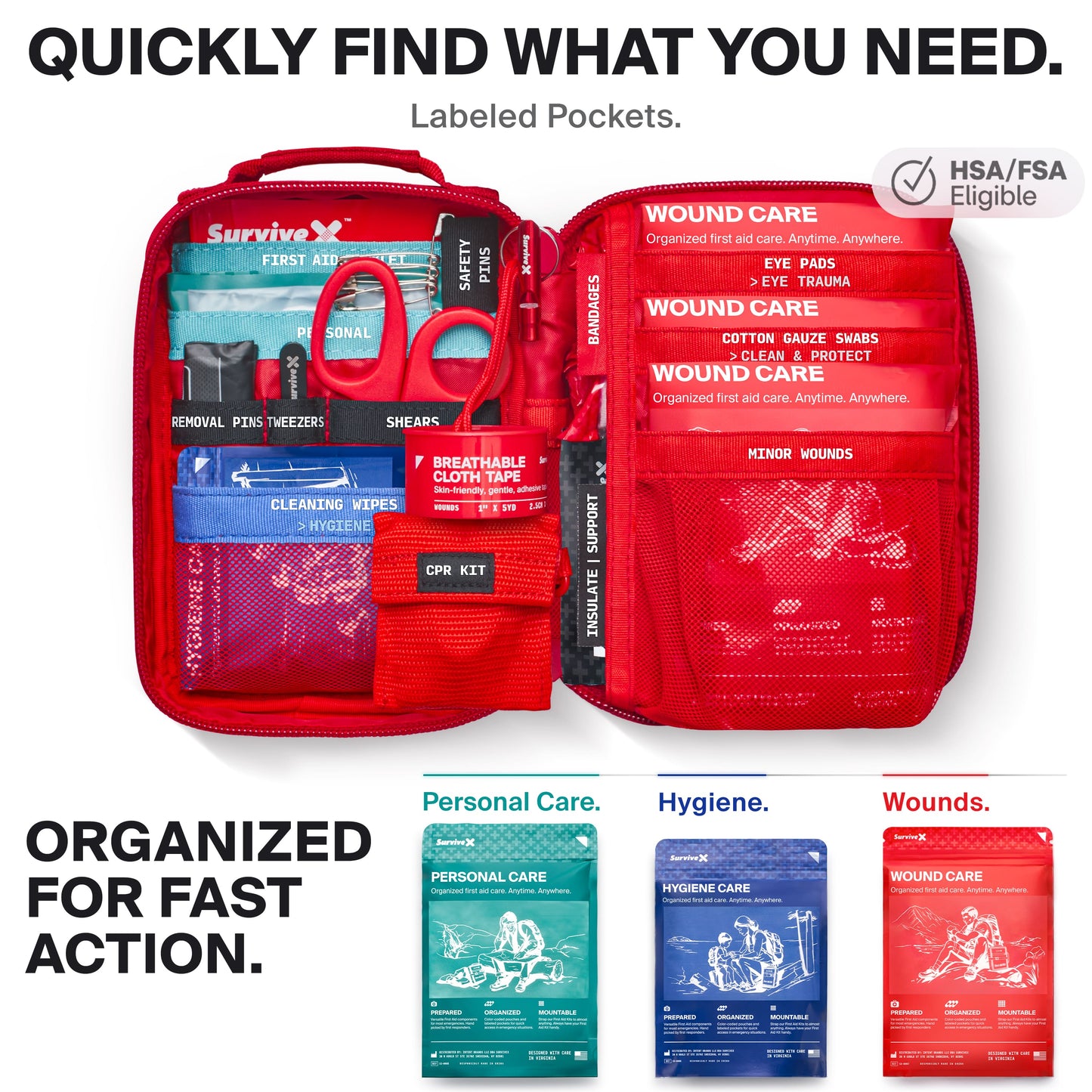 Survivex Small First Aid Kit - Quickly Find what you need