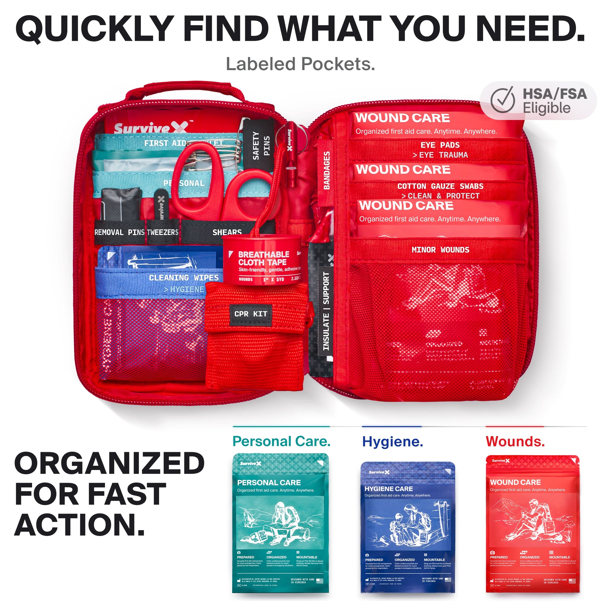 Survivex Small First Aid Kit - Quickly Find what you need