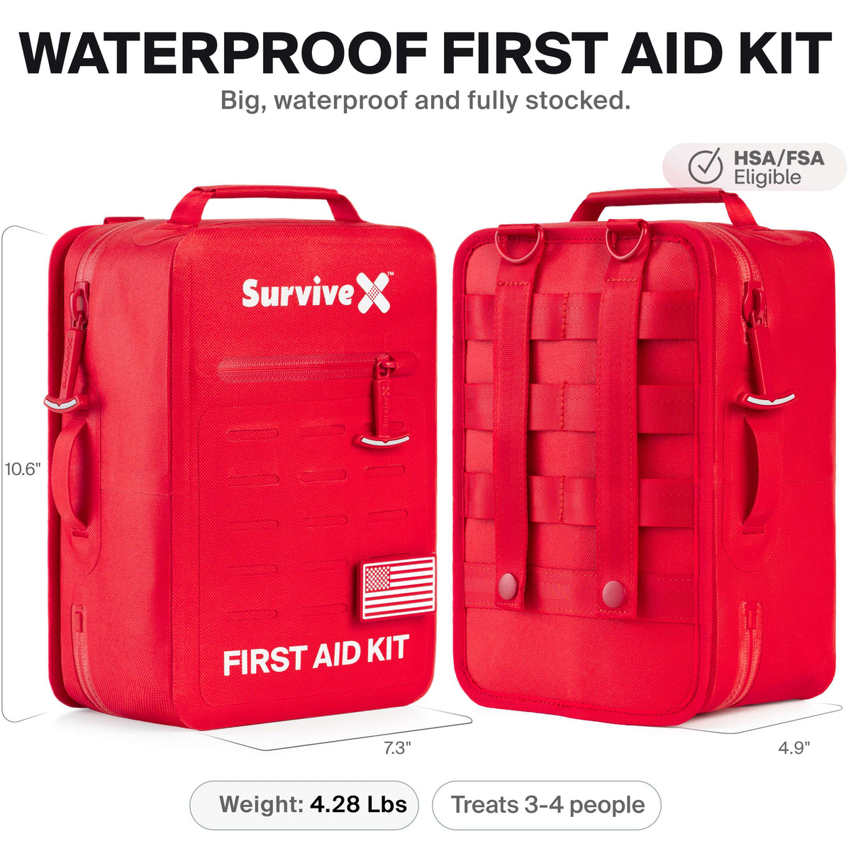 SurviveX Large Waterproof First Aid Kit - Waterproof First Aid Kit