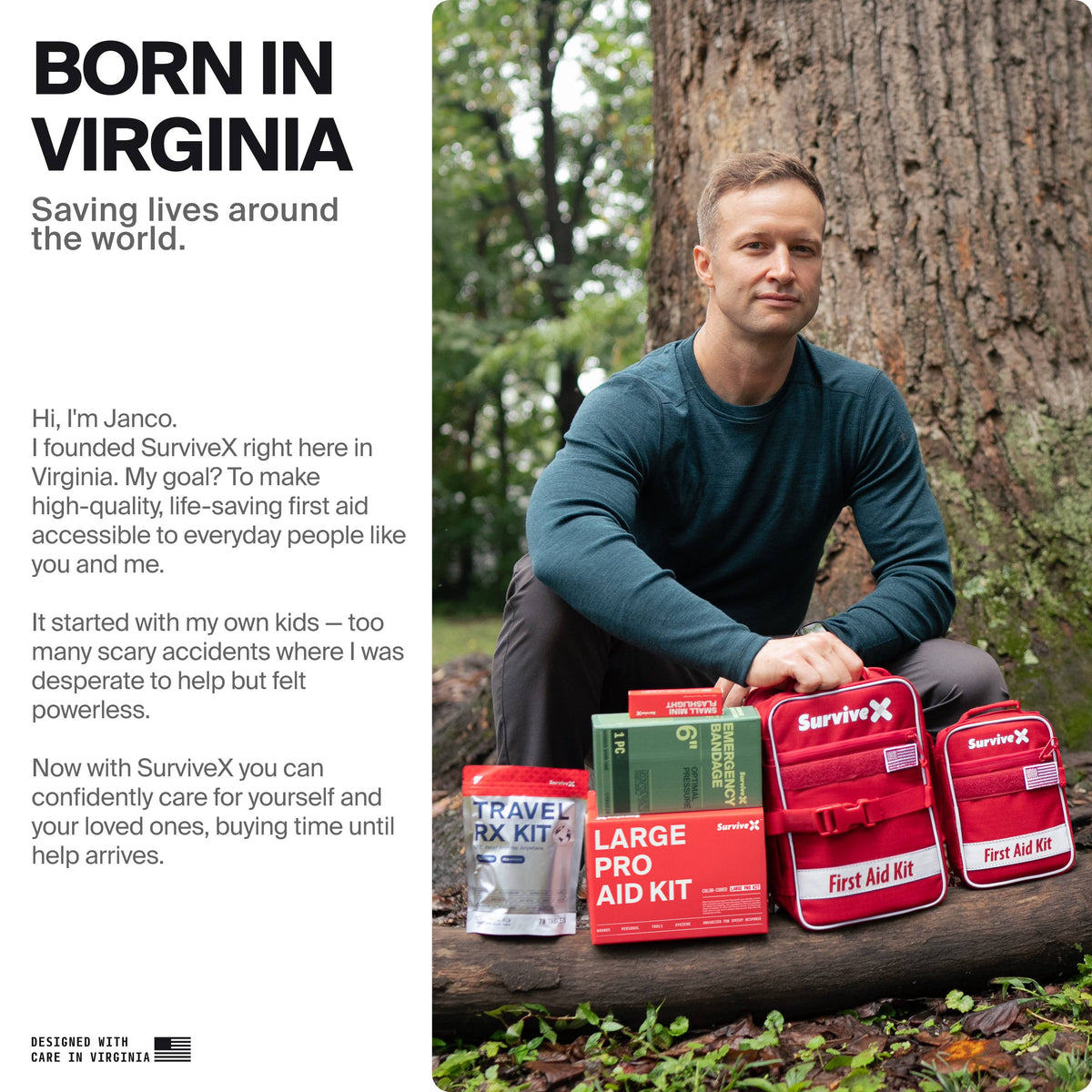 SurviveX Large Waterproof First Aid Kit - Born In Virginia 