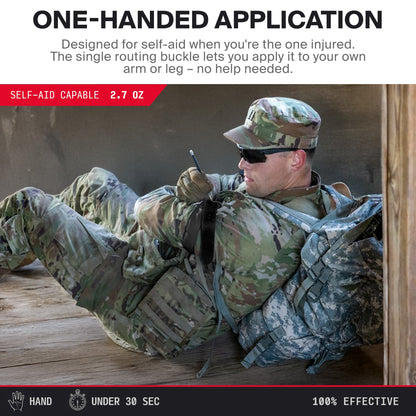 SurviveX North American Rescue CAT Gen 7 Combat Application Tourniquet — Black - One-handed Application