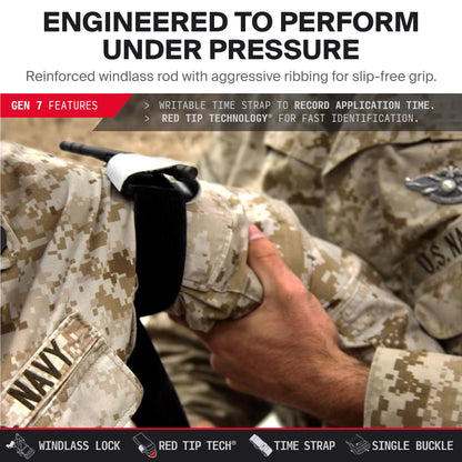 SurviveX North American Rescue CAT Gen 7 Combat Application Tourniquet — Black - Engineered To Perform Under Pressure