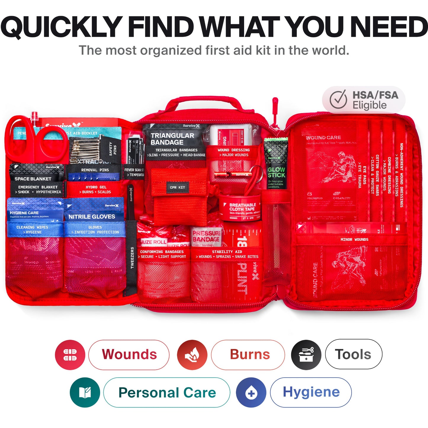 Large First Aid Kit Labeled Pockets - The Most Organized First Aid Kit