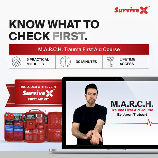 Draft M.A.R.C.H. trauma first aid course hero with five modules and lifetime access