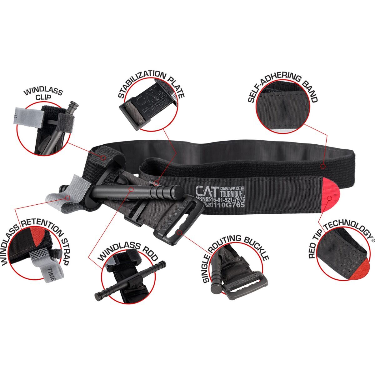 NAR CAT Gen 7 Tourniquet - Component Diagram with Labels