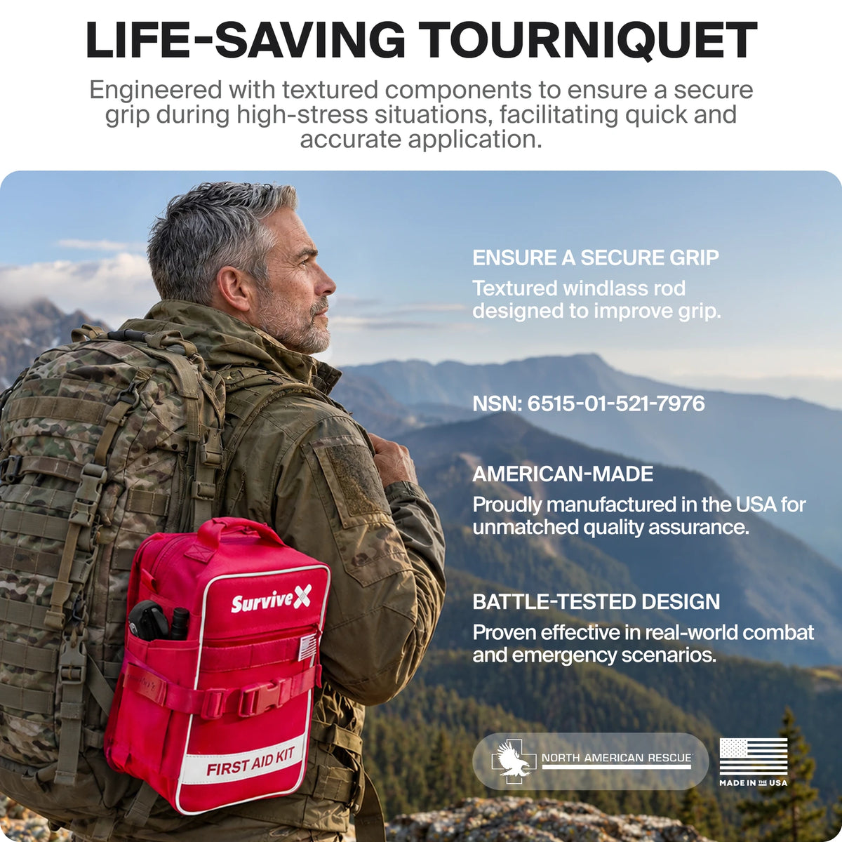North American Rescue CAT Gen 7 Combat Application Tourniquet, Black